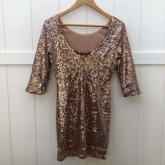 NWT Lulu’s Rose Gold Sequin Dress - Size Small - Picture 5 of 12